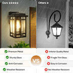 Outdoor Wall Light Fixtures 9.76'', Waterproof Porch Lights Lantern, Exterior Modern Matte Black Wall Mount Lighting, Anti-Rust E26 Socket Outside Scones for Front Door Garage Patio, 2 Pack
