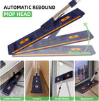 Mop and Bucket Set with Wringer for Home, 360° Flat Squeeze Mop with Long Handle and 6 Microfiber Cloths for Floor Cleaning (White+Blue, Square Bucket and 15.7'' Mop Head)