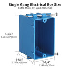 10-Pack Single Gang Electrical Box, New Work Box 1 Gang, Blue New Work Electrical Nail Outlet Box, 18 cu. in, Switch/Outlet Box PVC Electrical Junction Box for Residential Commercial Job Applications