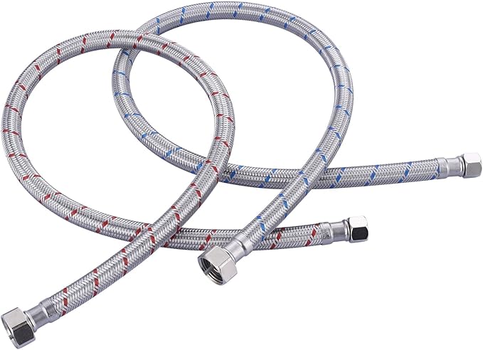 ALEASHA 30'' Faucet Supply Line Bathroom Kitchen cUPC Faucet Hose with G1/2" FIP x 3/8" Compression Water Faucet Hose Stainless Steel Braided Sink Hose Connector 2 PCS
