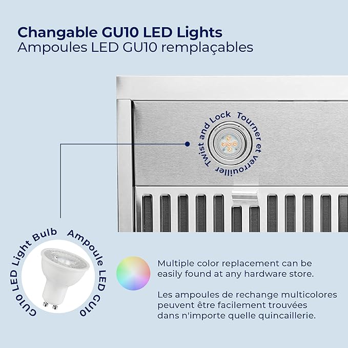 Hauslane Range Hood 36 Inch Under Cabinet Range Hood Black Stainless Steel Hood Vent Hood 36 Inches, Stove Vent Hood for Kitchen, Kitchen Vent Hoods 36 Inch with LED Chef Series PS18