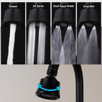 iFealClear Kitchen Sink Faucet Head with Metal Ball Joint, 360° Swivel Faucet Sprayer Head, Big Angle Faucet Aerator Adapter 55/64-27UNS Female Thread, 4 Spray Modes, Extra Brass Adapters, Matte Black