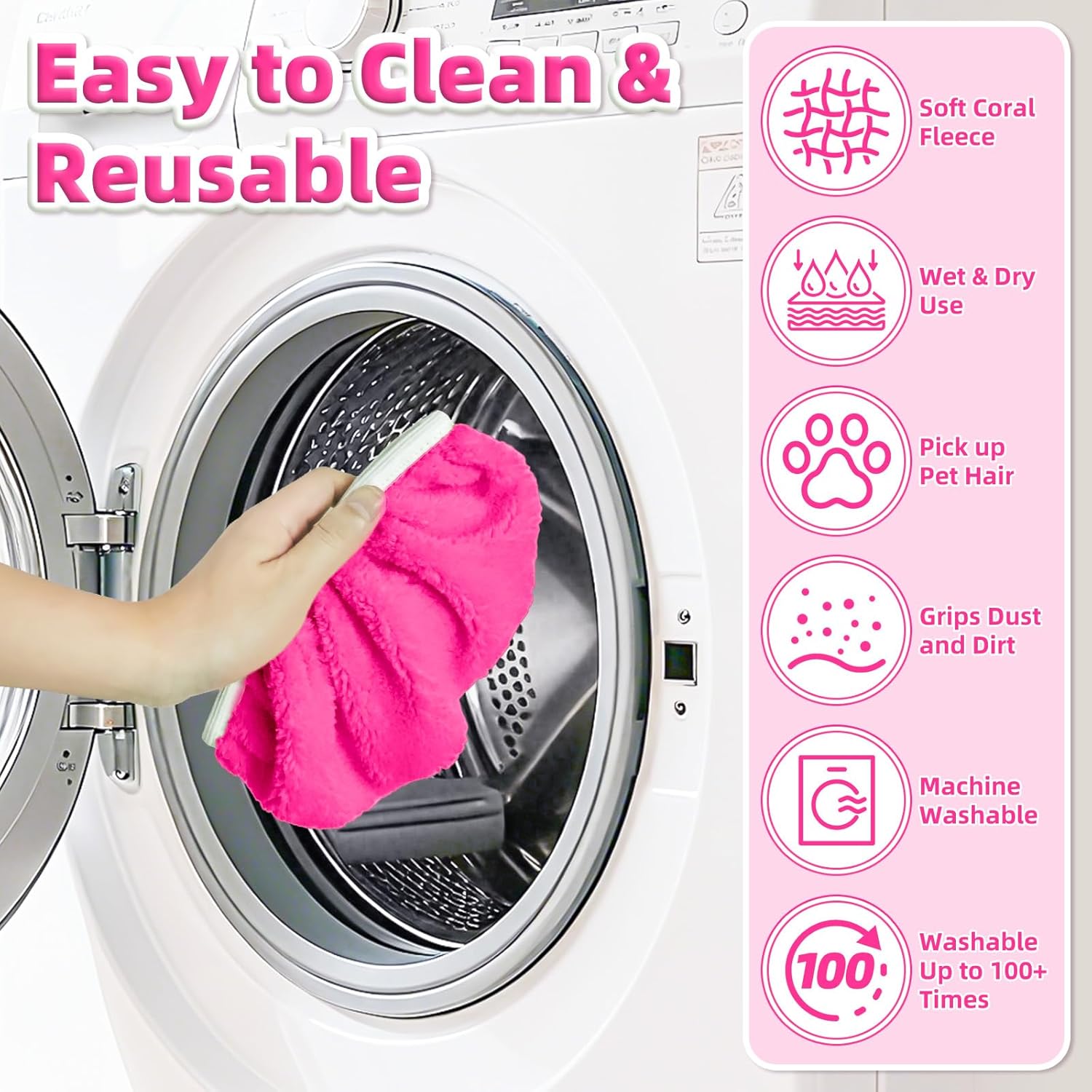 Reusable Mop Pads fit Swiffer Sweeper Mop - Microfiber Wet Pads Refill & Machine Washable Dry Sweeping Cloths for Mopping All Sealed Floors - Hardwood, Laminate, Tile & Stone (Mop is not Included)