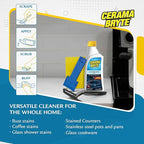 Cerama Bryte Glass Cooktop and Stove Top Cleaner Combo Kit - Includes Cleaning Tool, Razor, Scraper and 3 Pads to Remove Tough Stains - Use on Gas, Electric, Ceramic Surfaces, 10 Ounces, 6 Piece