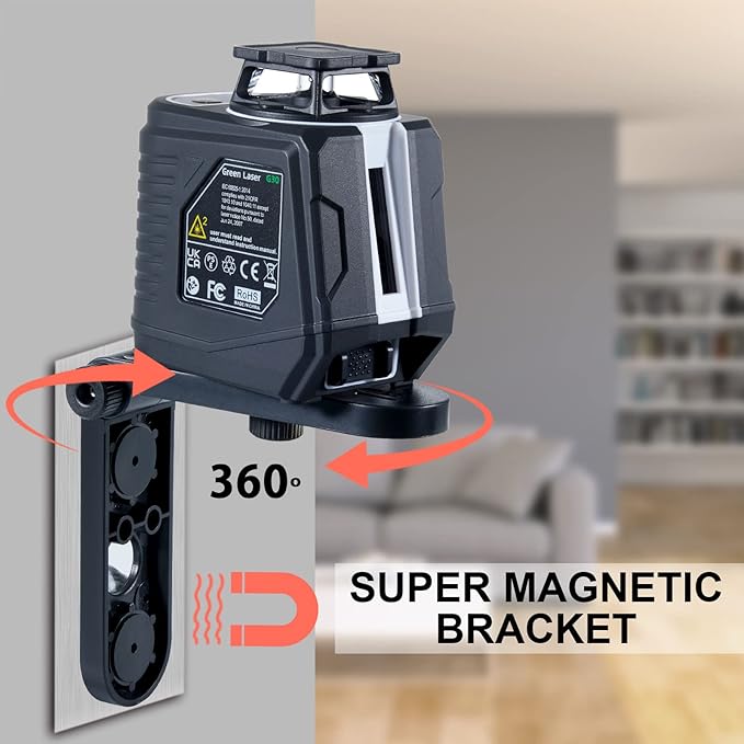 Laser Level with Tripod, Firecore 360° Self Leveling Cross Line Laser Level with Pluse Mode, Green Lazer Leveler tool for Hanging Pictures Wall Tile Construction, L-Bracket & Carry Pouch Included