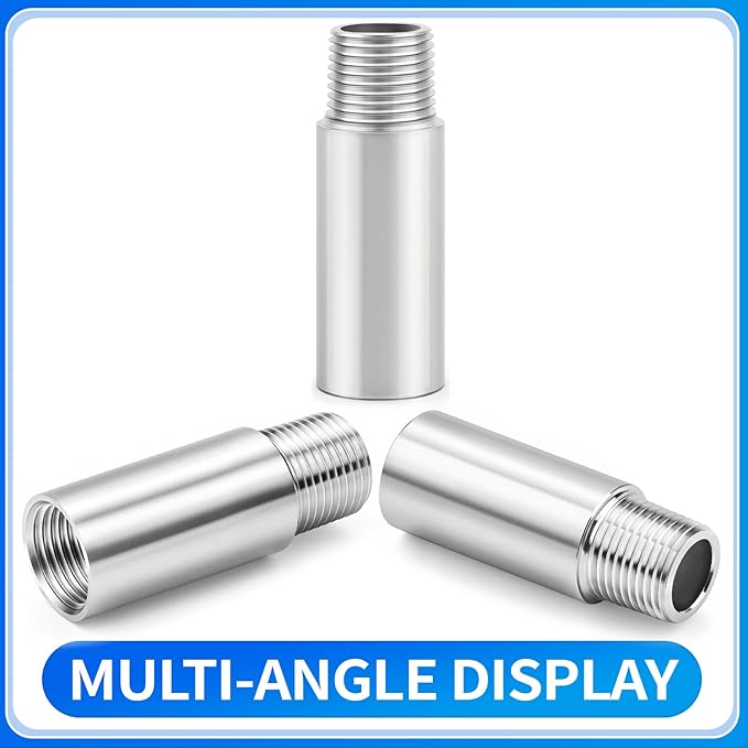 ChillWaves 304 Stainless Steel Pipe Fitting, Nipple Cast Pipe 3/8" NPT Male x 3/8" NPT Female Thread 2" Length(50MM)(2-PACK)