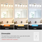 Brushed Nickel Bathroom Light Fixtures, 5-Light Modern Vanity Light Over Mirror, Wall Sconces with Milky White Frosted Glass Shades, E26 Socket (Bulbs Not Included)