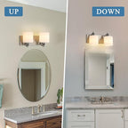 Stainless Steel Milk Glass Vanity Lights for Bathroom, 2 Light Brushed Nickel Bathroom Light Fixtures Over Mirror, Ceramic E26 Sockets Wall Mounted