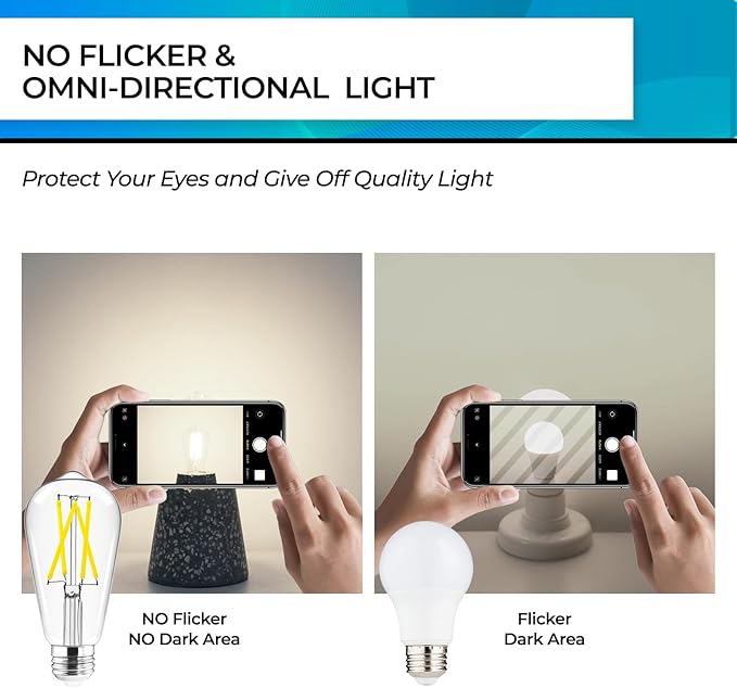 Hizashi Edison Bulbs Dimmable, Vintage E26 LED Bulb 60 Watt Equivalent UL Listed, 4000K Cool White 700lm 6W 95+CRI ST58/ST19 Antique Light Bulbs with E26 Medium Base, Clear Glass, Pack of 4