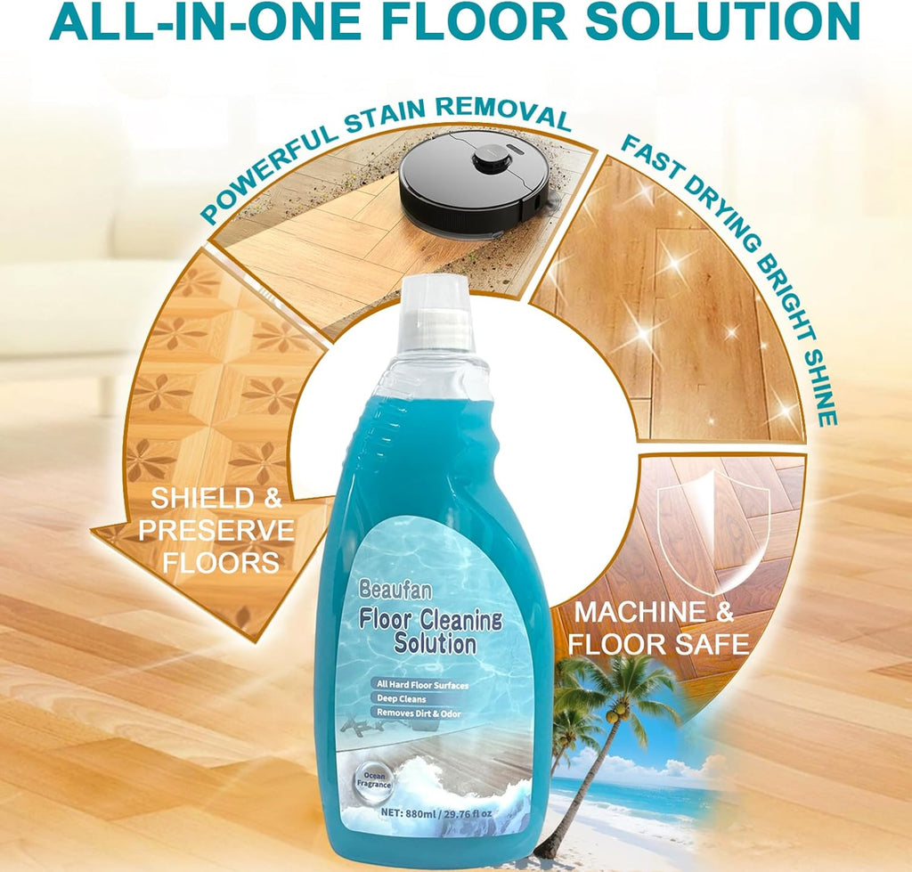 200X Concentrated Floor Cleaning Solution for All Robot Vacuum and Mop, Wet Dry Vacuums Compatible with Eufy, Roborock, Roomba, Tineco, Bissell, Shark, 29.76 fl oz Makes 47 Gallon Cleaner(Ocean Scent)