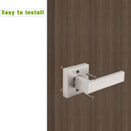 Gobrico Square Satin Nickel Door Levers One Side Dummy Inactive Door Handles for Interior Door Closets French Doors