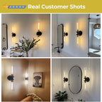 2 Pack 22-Inch Gold and Black Wall Sconces Set of Two, 22" Vanity Lights for Bathroom with Clear Glass, Sconces Hardwired Black and Gold Bathroom Sconces Set of 2 for Mirror Living Room