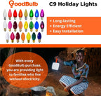 GoodBulb 7-Watt C9 Clear Holiday Light Bulbs Clear Incandescent Intermediate E17 Base 50 Lumens Warm White Color Christmas Holiday Decorations Pack of 25 Bulbs