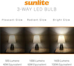 Sunlite 70324 3-Way LED A19 Light Bulb, 5/9/15 Watts (40W 60W 100W Equivalent), 500-1000-1600 Lumens, Medium E26 Base, Omni-Directional, ETL Listed, Frost, 4000K Cool White, 1 Count