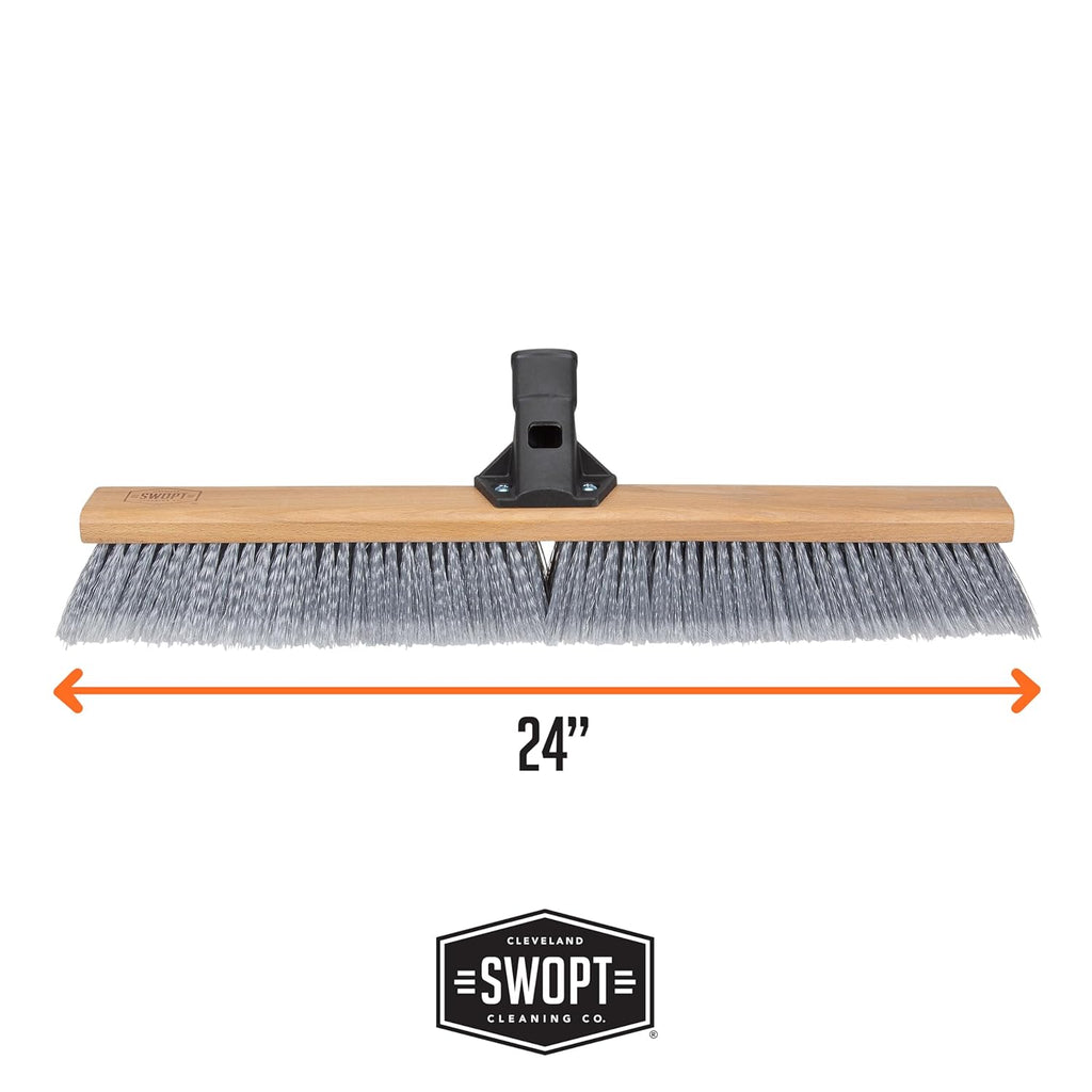 SWOPT 24” Premium Multi-Surface Push Broom Head — Indoor and Outdoor Push Broom — Cleaning Head Interchangeable with All SWOPT Cleaning Products for More Efficient Cleaning and Storage