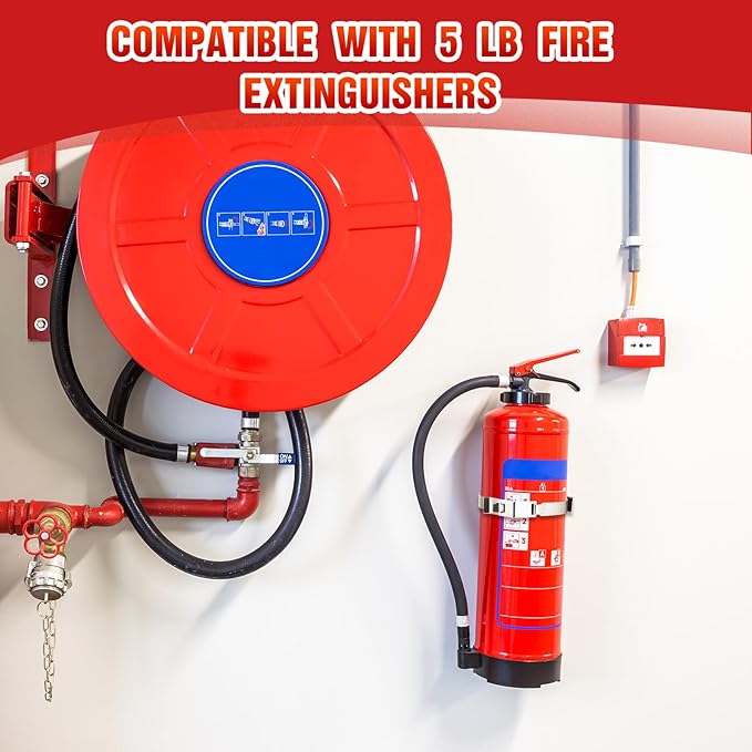 Therwen 2 Pack Fire Extinguisher Bracket 5 lb Wall Mount Stainless Steel Fire Extinguisher Holder for Home Truck Vehicle, Black