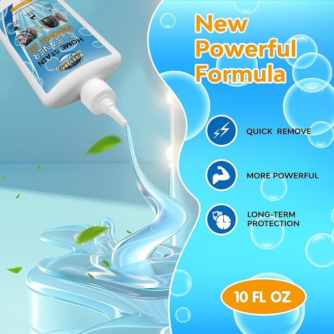 Mold Stain Remover Gel, Washing Machine Gasket Cleaner for Front Loader Washer Rubber Seal Home Stain Removal Gel for Grout, Caulk, Refrigerator, Shower, Bathtub, Bathroom Cleaning Solution (10 Fl Oz)