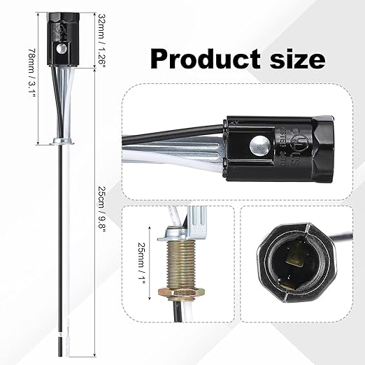 PATIKIL Candelabra Base Lamp Holder Light Socket, 10pcs UL Listed Keyless E12 Bulb Socket with 9.8" Wire Leads for E12 Incandescent LED Light Bulbs, 3.1" Tall