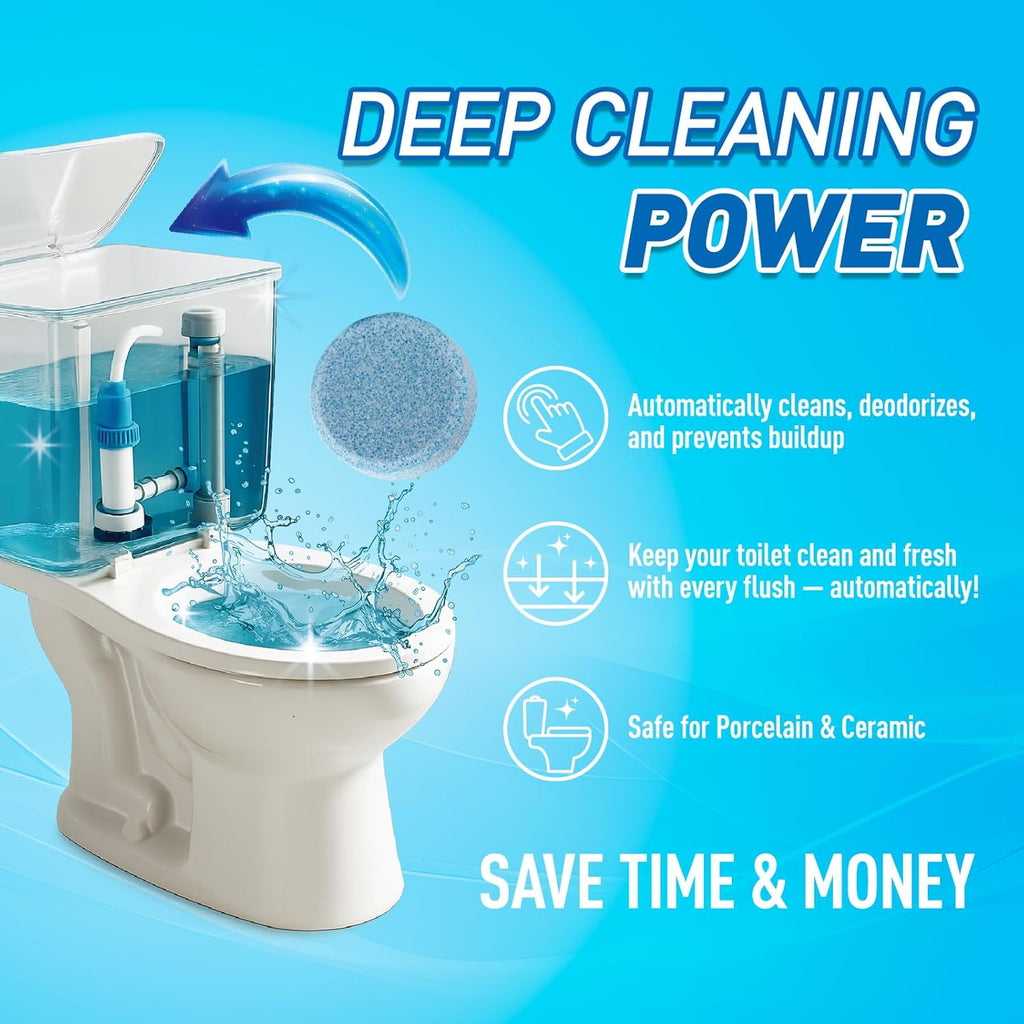 Toilet Bowl Cleaner Tablets 40 Pack, Long-Lasting Drop-in Tank Tablets with Sustained-Release Technology, Fight Tough Stains & Odors, Household & Commercial Use, Compatible with Most Toilets-Automatic