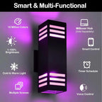 wowlite Up and Down Lights Outdoor Wall Sconce, 1200LM LED Outdoor Light Fixtures Wall Mount Exterior Lights for House, Smart RGBCW Black IP65 Waterproof Porch Lights Works with Remote and App Via Hub