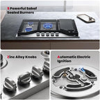 GASLAND Master 36 Inch Gas Cooktop with Griddle PRO GH3905SS1FC with 5 Burners,CSA certified, 120V Plug-in, NG/LPG Convertible