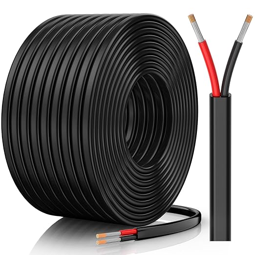 18 Gauge Wire, 18 AWG 2 Conductor Electrical Wire, Flexible/Oxygen-Free Tinned Copper/Stranded PVC 18/2 Cord for Automotive, Marine, LED Strips, Solar, RV, Lighting (50FT)