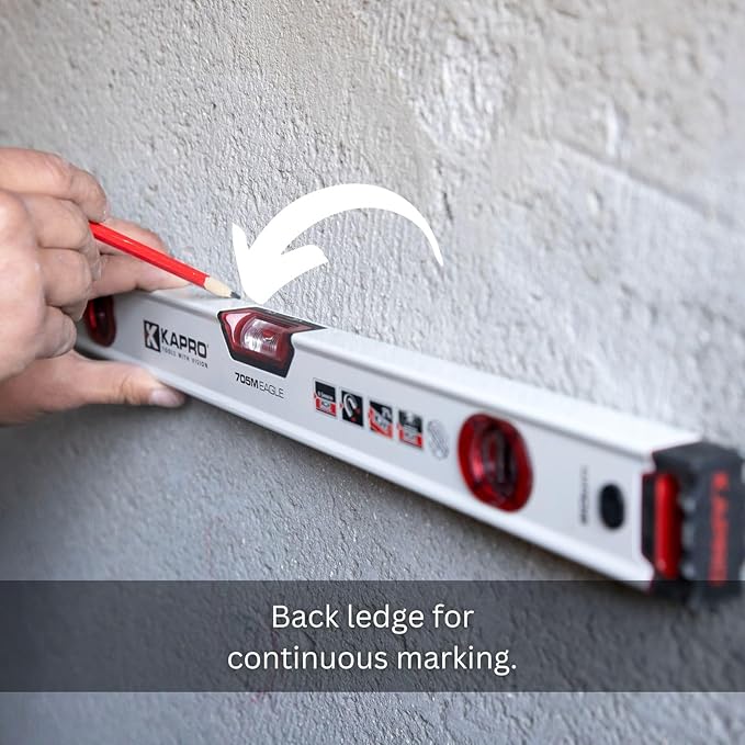 Kapro - 705 Eagle Magnetic Box Level - OPTIVISION & Plumb Site - Features 2% Gradient, Acrylic Vials, and Wall-Grip - For Masonry and Concrete Jobs - VPA Tested - 24 Inch