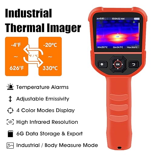 BTMETER Thermal Imaging Camera Gun, Infrared Temperature Imager 300,000 Pixels with 220 x 160 IR Resolution 6G Image Storage Measure Temp -4°F~626°F