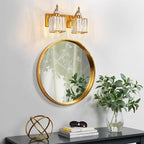 Crystal Vanity Lights Gold 2 Light Bathroom Light Fixtures Over Mirror Modern Vanity Light for Bathroom