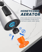 ARCORA Kitchen Faucet Spray Head Brushed Nickel, 3-Function Kitchen Sink Spray Nozzle with 9 Adapters, Kitchen Faucet Head Replacement Compatible with Moen, Delta, American Standard Faucets