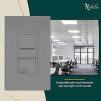 TOPGREENER Kalide 0-10V Dimmer Light Switch, LED Dimmer Switch, Low Voltage Dimmer, 3-GYay or Single Pole, 120VAC 60Hz, 120VAC 10A/ 277VAC 5A LED, TGSDS-010-GY, Gray