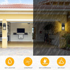 Dusk to Dawn Exterior Wall Lights, Outdoor Wall Lanterns Sensor Light Fixtures Wall Mount Waterproof Wall Sconce Anti-Rust Porch Light with Seeded Glass for Corridor, Garage, 1 Pack