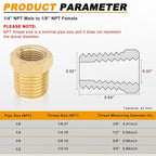 KOOTANS 4pcs Heavy Duty 1/4 NPT Male Thread to 1/8 NPT Female Thread Brass Reducer Hex Bushing Brass Fitting Pipe Hose Tube Adapter Convert