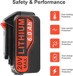 ARyee LB2X4020 6.0Ah 20V Lithium Battery for Black and Decker 20Volt Max LBXR20 LB20 LBX20 LBXR2020 LBX4020 LB2X4020-OPE LBXR20-OPE LBX4020 LST220 Cordless Power Drill Tools (2pcs 20V 6Ah Battery)
