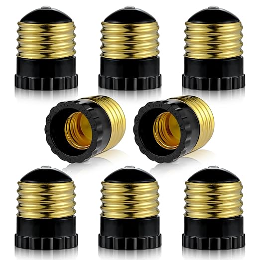 E26 to E17 Light Socket Adapter, Medium Screw E26 to Intermediate E17 Bulb Socket Adapter Converter, UL Listed (Black, 8)