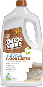 Quick Shine Hardwood Floor Luster-Polish 64oz | Plant-Derived w/Carnauba | Safer Choice, No PFAS, pH Neutral | Ready to Use Formula w/Anti-Slip Technology | Simply Squirt & Spread | Made in USA