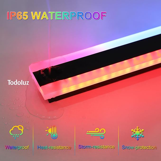 TODOLUZ 2-Pack 32-Inch Outdoor RGB Wall Light Fixture, IP65 Waterproof 21W LED Linear Porch Wall Sconce Lighting with Remote Control for Enterway Patio Garage