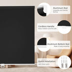 ChrisDowa Cordless Blackout Roller Shades for Windows, Thermal Insulated UV Protection Pull Down Shades, Total Blackout Window Blinds for Home, Office, Bedroom, Door (38" W x 72" H, Black)