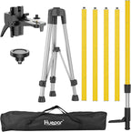 Huepar 12 Ft./3.7M Professional Laser Level Pole with Tripod and 1/4-Inch by 20-Inch Laser Mount for Rotary and Line Lasers, Adjustable Telescoping Laser Pole with 5/8"-11 Threaded Adapter-LP36A