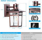 HIFEEEN 2-Pack Outdoor Wall-Mounted Motion Sensor Light with Dusk to Dawn Function, Waterproof Anti-Rust Aluminum Exterior Bronze Porch Lighting Fixture for Front Door, Garage, and Entrance Wall