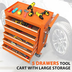 5-Drawer Rolling Tool Chest, Tool Box with 4 Wheels and Drawers, High Capacity Detachable Mobile Tool Storage Cabinet for Garage, Workshop, Mechanics and Repair Room (Orange)