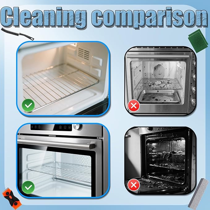 Heavy Duty Oven Cleaner Brush Set, Oven Cleaning Accessories Tools, for Deep Cleaning Stoves, Grills, Ovens & Kitchen Surfaces - Removes Tough Grease & Carbon Buildup