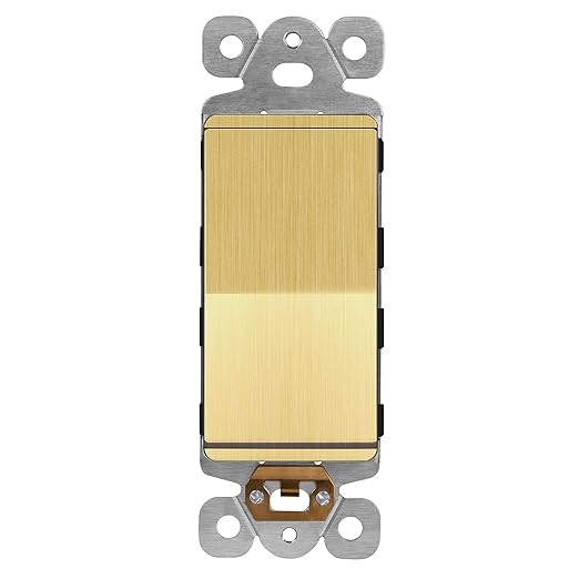 LIDER Brushed Gold Minimalist Design Decorator Switch, Frameless Paddle Wall Light Switch, On/Off Rocker Switch, Single Pole, Residential Grade, UL Listed, 3 Wire, 15A 120-277VAC