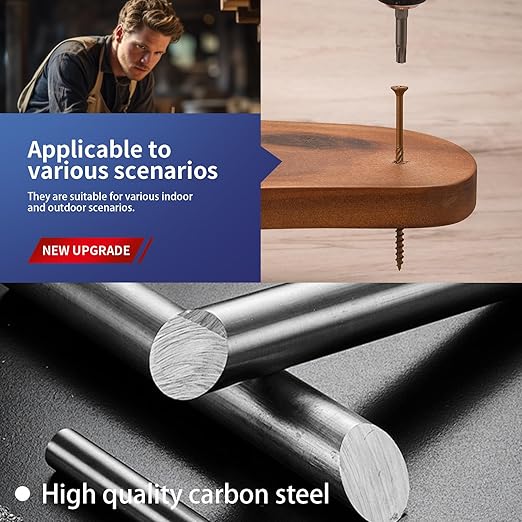 #14 x 7 Inch Deck Screws (129Pcs) 6lb. Carbon Steel, Yellow, Flat Head, Rust Resistant epoxy Coated, with T30 Star Bit