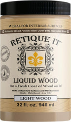 Retique It New and Improved Formula Liquid Wood Coatings - Stainable Primer - Paint It then Stain it (Light Wood, Large)