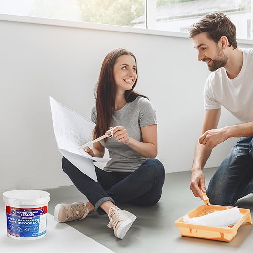 Polyurethane Waterproof Coating, Bright White, Multi-Surface Leak Repair Roofs, Showers, Windows, Basements, Indoor and Outdoor Liquid Water Proof Sealant, 0.4 Gallon