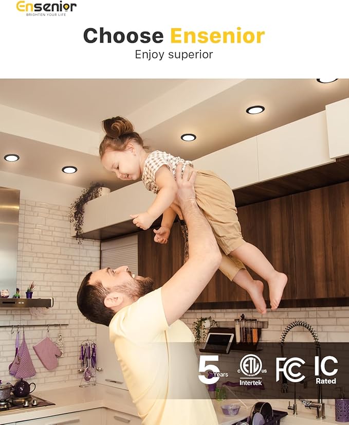 Ensenior 24 Pack 4 Inch LED Recessed Ceiling Light, Dimmable, 2700K-5000K 5CCT, 750LM 9W 120V, High Brightness Dimmable Canless Wafer Downlight - ETL&FCC&IC