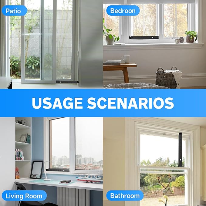 Adjustable Window Lock Bars Vertical, Small Window Bars Security Inside, Window Locks for Up and Down Windows, Window Ac Unit Ssecurity Bars Extends from 9.8-16.7 in -Black (Steel 4 Pcs)