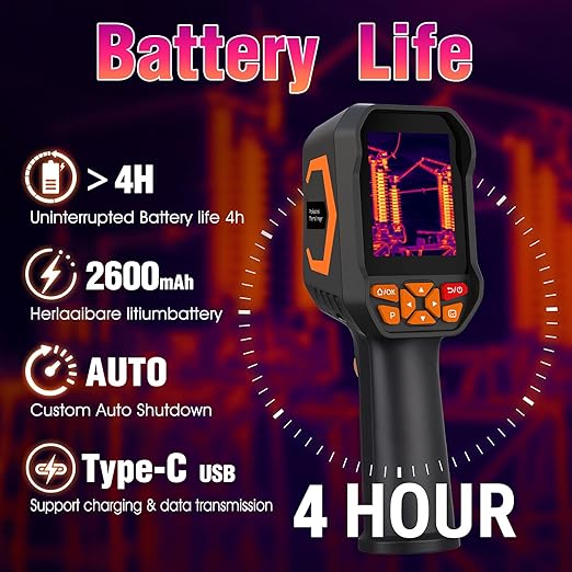 BTMETER Thermal Camera - Infrared Temperature Imager 200,000 Pixels with 256 x 192 IR Resolution 25Hz, 8G Image Storage Measure Temp -4°F~1022°F, 56° FOV Thermal Imaging Camera Gun for HVAC