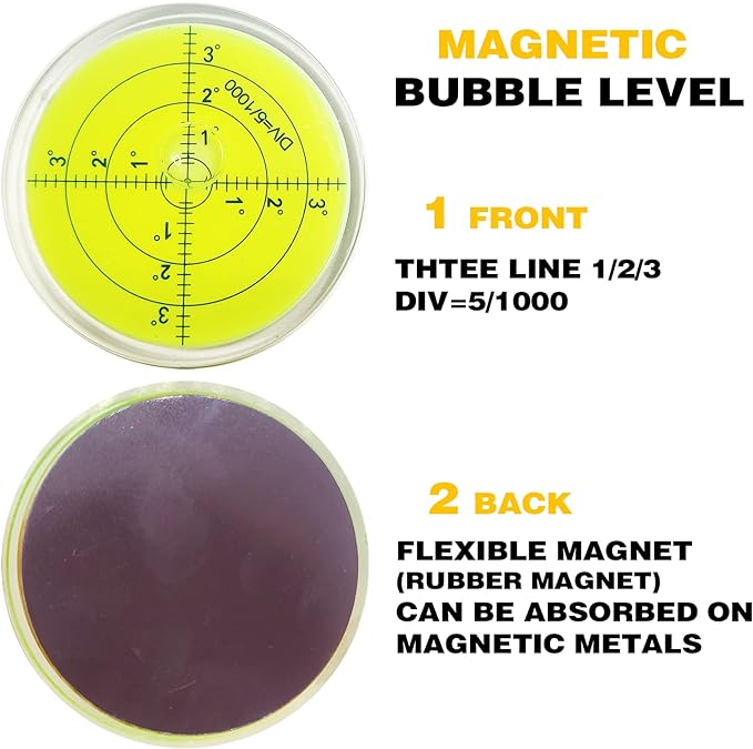 Magnetic Round Bubble Level Tool Bullseye Inclinometer Machinist Pocket Precision Spirit String Circular - Trailer Rv Leveling System Blocks Table Post Indicators Camper Leveler Magnet 2.4 Inch 60mm
